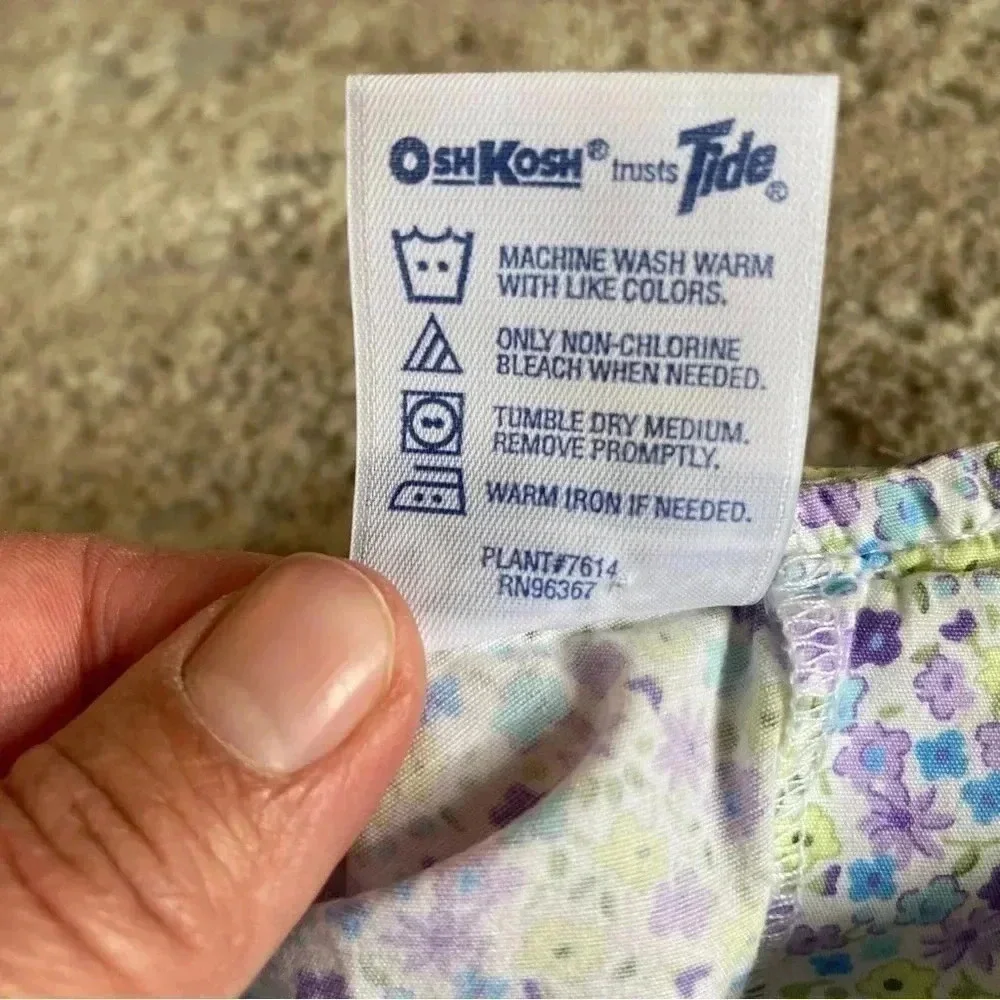 OshKosh B'Gosh Vintage 100% Cotton Floral Sleeveless Girls' Dress Bow: 18mos